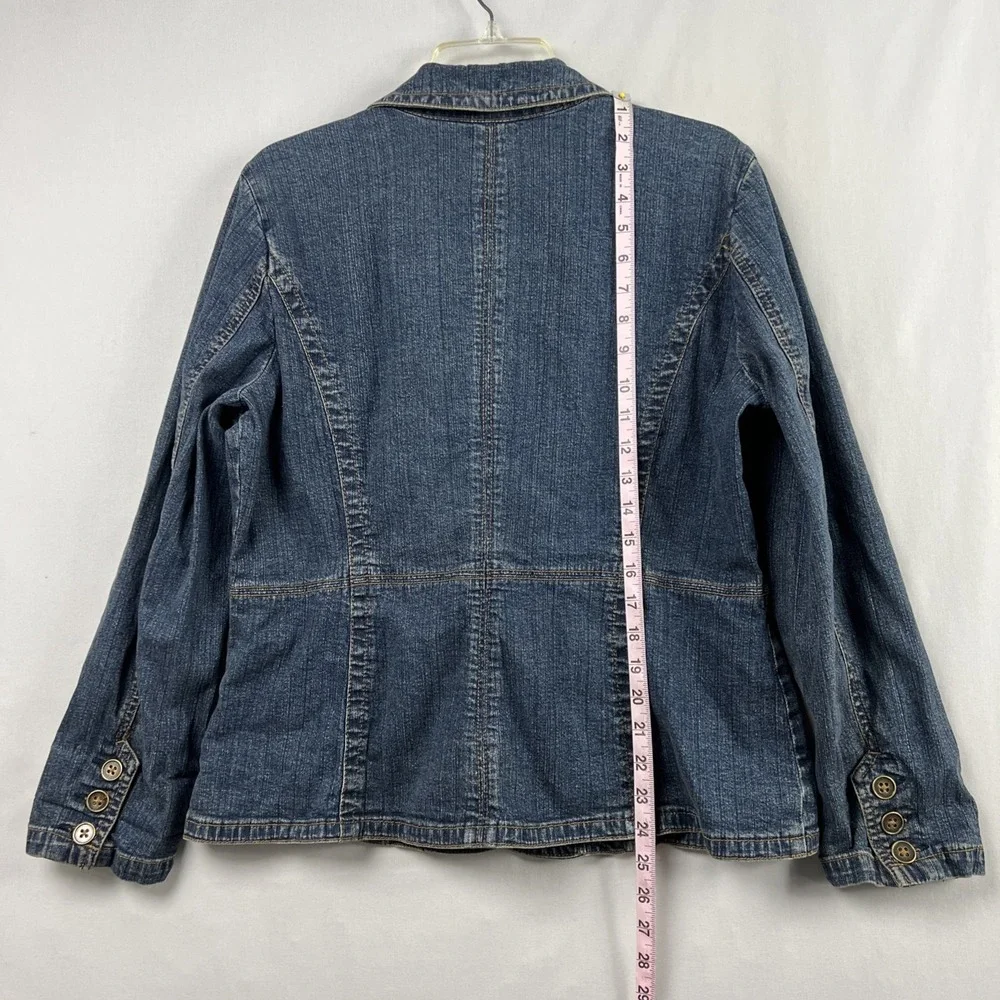 St. John's Bay Denim Blazer Womens PXL Petite Jeans Jacket 3 Button Up Casual - Picture 7 of 13